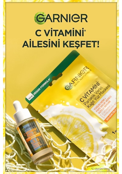 Garnier C Vitamini Parlak 2'li Bakım Seti Kağıt Yüz Maskesi + Süper Aydınlatıcı Serum