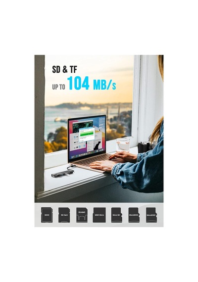 Lemorele Tc25 7 İn 1 Usb Type-c Hub Çoklayıcı Rj45 Ethernet, 2x 3.0 Usb, 4k Hdmı, Sd Kart Okuyuculu Çoğaltıcı