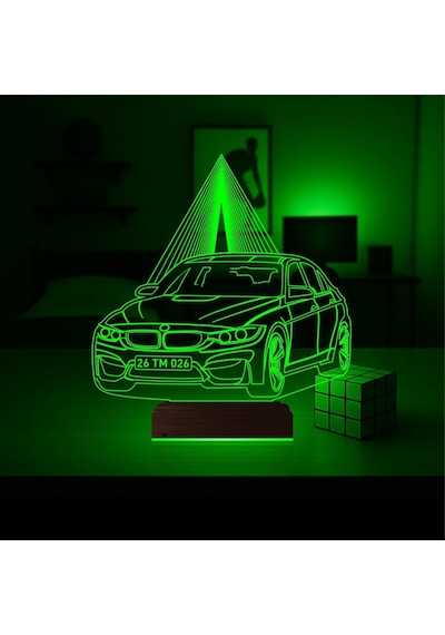 Luvivia Araba Otomobil Bmw Kişiye Özel 3d Lamba - Masa Gece Lambası Şeffaf
