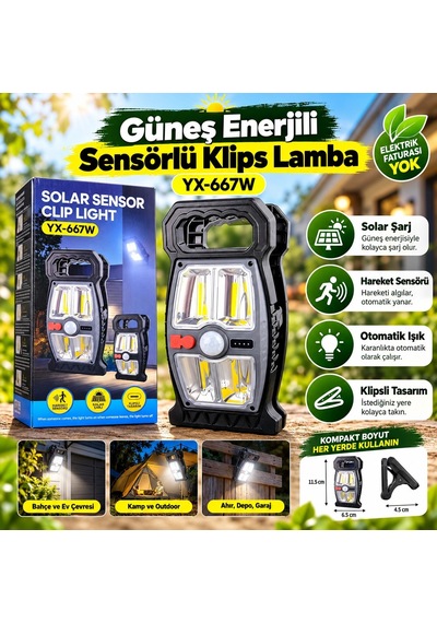 Yx-667w Güneş Enerjili Solar Lamba 1200 Lümen 2400mah Hareket Se