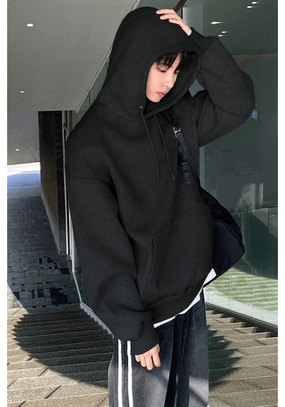 Genius Store Erkek Sweatshirt Kanguru Cepli İçi Polarlı 3 İplik Kapüşonlu Oversize Sweatshirt Kanguru-sweatshırt Siyah