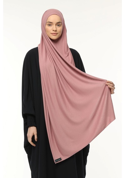 Altobeh Hazır Pratik Geçmeli Lüks Düz Penye Şal Çapraz Hizalı Toz Pembe