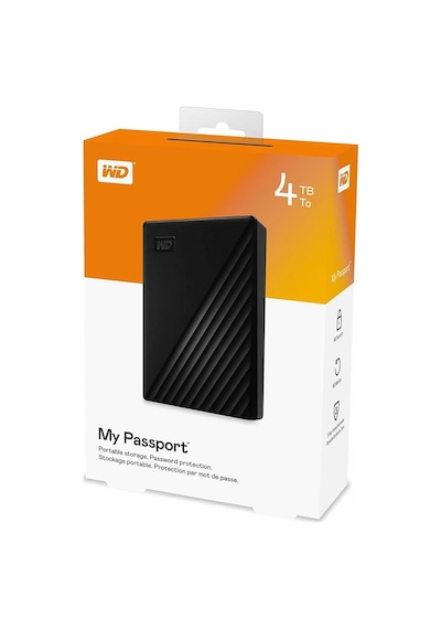 Wd Wdbpkj0040bbk-wesn, Mypassport 4tb 2,5" Usb3.2, Taşınabilir, Harici Hdd, Siyah, Türkiye Distrib