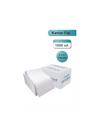 6x17 Kantar Fişi 2 Nüsha 1000 Adet , Beyaz Otokopili Sürekli Form 6''x17 Cm