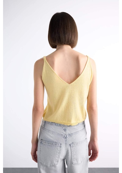 Defacto V Yaka Crop Askılı Bluz F7499ax25smyl501 SARI