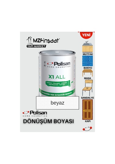 Polisan X1 All Yeni Nesil Dönüşüm Boyası Beyaz - Dolap-fayans-cam-plastik-ahşap-duvar Diğer