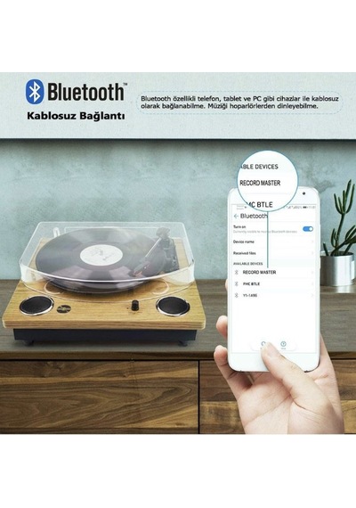 Record Master Tt249 Retro Pikap Bluetooth + Mp3 K