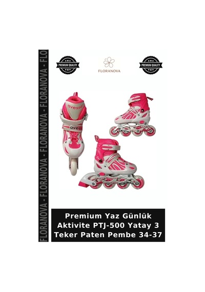 Premium Yaz Günlük Aktivite Ptj-500 Yatay 3 Teker Paten Pembe 34-37