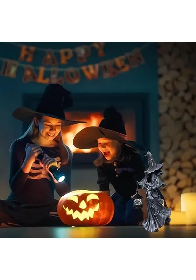 Eerie Holloween Atmosfer: Ev Veya Açık Dekor İçin Fener Yüzsüz Heykel İle Cadı Hayalet
