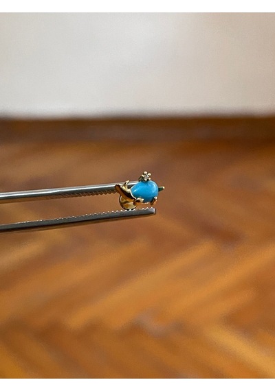 316 L Cerrahi Çelik Dudak Piercing Kıkırdak Helix Tragus Conch Zirkon Taşlı Figürlü Piercing Turkuaz
