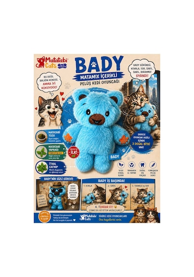 Matamıx Bady Peluş Kedi Oyuncağı,dayanıklı,kediler İçin Eğlenceli Oyuncak Matatabi,catnip Kedi Nanesi İçerir