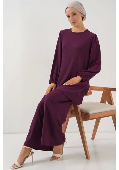 Defymoda Tunik Pantolon Alt Üst Takım 6663 - Mor Mor Defymoda Tunik Pantolon Alt Üst Takım 6663 - Mor Mor