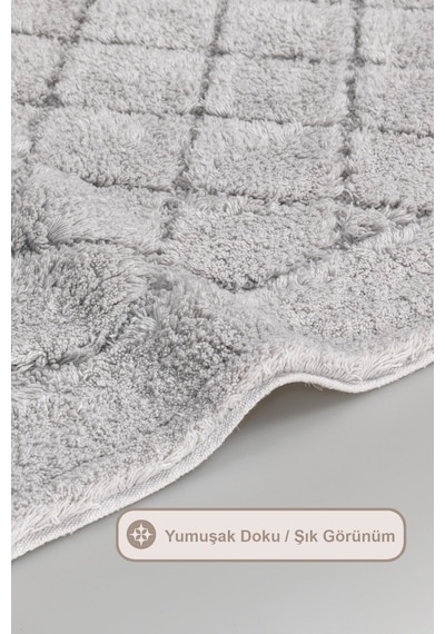 Elart Frio Banyo Halısı Paspas Takımı Pamuklu 2 Adet 60x100 Cm Gri Gri