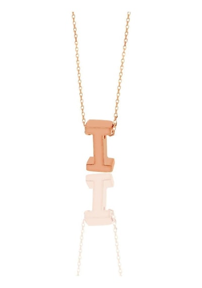 Gümüş Rose Üç Boyutlu Minimal I Harf Kolye (535071001)