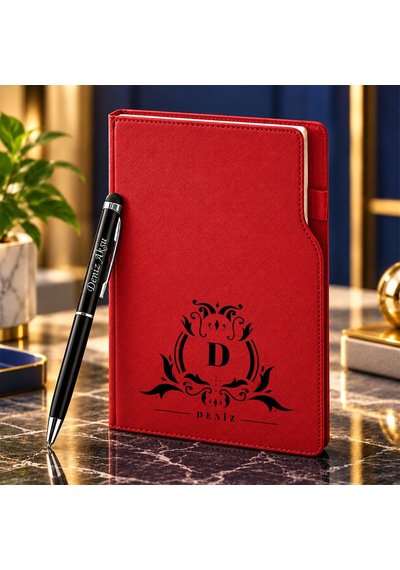 Bk Gift Kişiye Özel 374 Termo Deri Tarihli Ajanda & Siyah Touch Pen Tükenmez Kalem-8 Kırmızı Akdnz-bitmeyencom38544 32414 Bk Gift