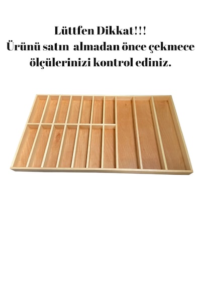 80x45 Cm Kaşıklık Doğal Ahşap Kaşıklık Ve Servis Gereçleri Düzenleyici Çekmece İçi Organizer