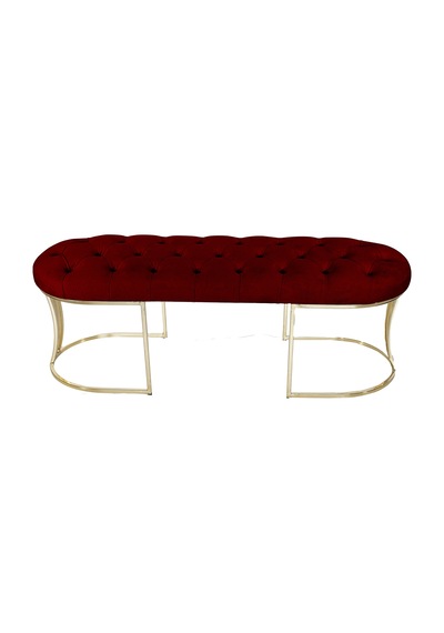 VİEGO GOLD BORDO-Kapitoneli Model Puf&Bench&Koltuk-Oturak-Uzun Makyaj Puff-Yatak Odası Ucu&Önü