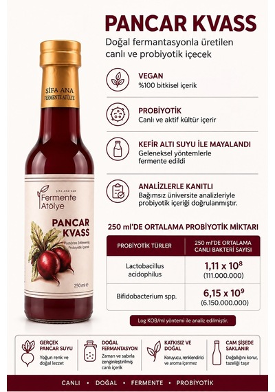 Pancar Kvass 250ml. Cam Şişede