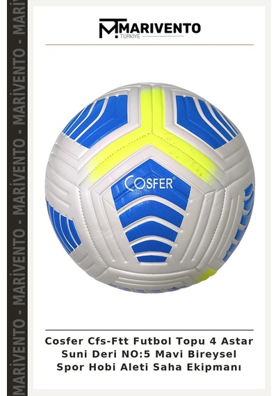 Cosfer Cfs-ftt Futbol Topu 4 Astar Suni Deri No:5 Mavi Bireysel Spor Hobi Aleti Saha Ekipmanı