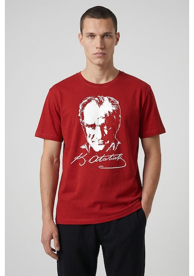 Tommy Life Kırmızı Ay Yıldız Baskılı Unisex T-shirt - 88510 KIrmızı