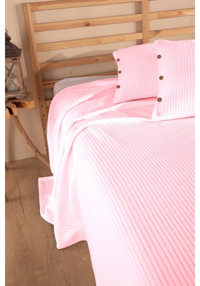 Tek Kişilik Saç Örgü Pike Seti Yatak Örtüsü Takımı 1 Adet Yastık Kılıfı 160 X 220 Cm Pudra