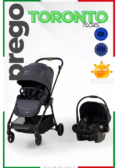 Prego Unisex Toronto Plus Çift Yönlü Katlanabilen Travel Bebek Arabası Gri 2232
