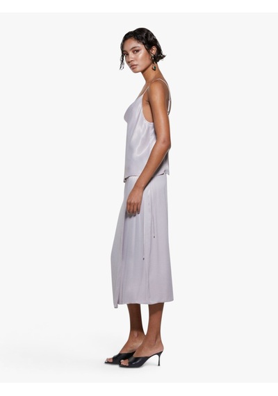 Sisley %100 Viskoz Saten Midi Etek Kadın Gri Etek - 325p42bzl002r