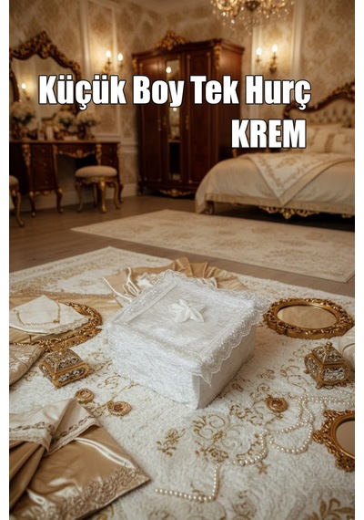 Çeyizlik Küçük Tek Hurç Çiçekli, Kadife Tek Hurç Çeyizlik Dantelli Hurç, Küçük Boy Hurç - Bztcy000000024865 Altın