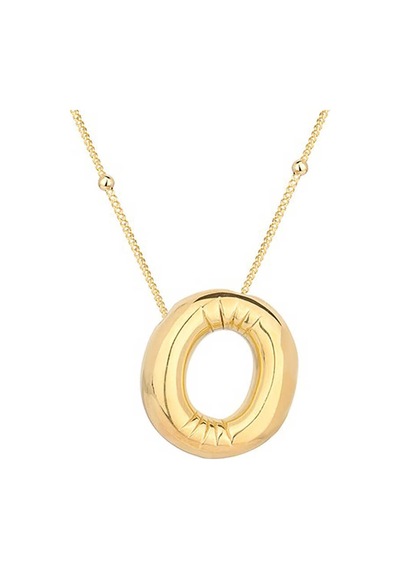 925 Ayar Gümüş Gold Balon O Harfi Kadın Kolye Gold