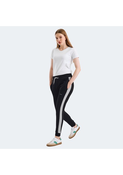 Slazenger VEVA Kadın Cepli Siyah Eşofman Altı