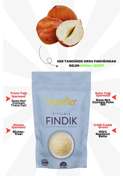 Nutelier Kavrulmuş Kıyılmış Pirinç Fındık 500 G