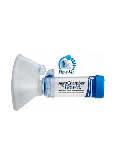 Aerochamber Flow-Vu Mavi Yetişkinler için 5 Yaş + Çok Renkli
