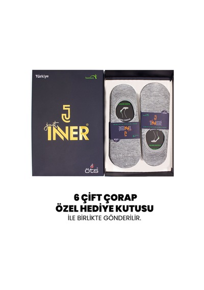 Just Inner Erkek 6 Lı Bambu Çorap Babet Premium Ayak Sağlığı 11400 Gri