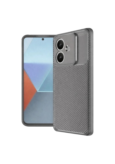 Oppo A3 Kılıf Auto Focus Karbon Kapak - Gri Düz Renkli