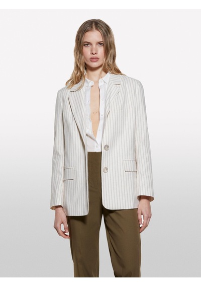Sisley Keten Karışımlı Düğmeli Cepli Blazer Ceket Kadın Siyah Ceket - 325p25ıclw030 Beyaz Mix Sisley Keten Karışımlı Düğmeli Cepli Blazer Ceket Kadın Siyah Ceket - 325p25ıclw030 Beyaz Mix