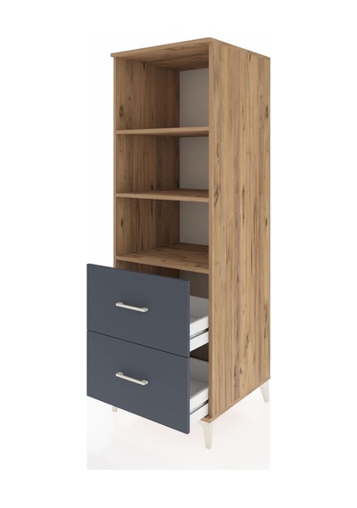Kronos Dolap 3 Raflı 2 Çekmeceli 60x59x182 Çam-antrasit Çam