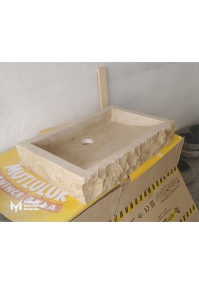 Traverten Dışı Patlatma Dikdörtgen Lavabo