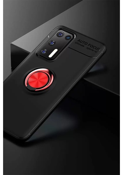 P40 Kılıf Range Yüzüklü Silikon - Siyah-kırmızı Bzsxx00 1