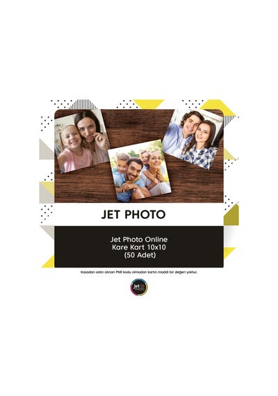 Jet Photo Online Kare Kart 10x10 50 Adet 5 Adet