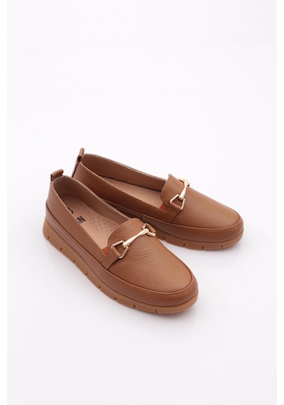 Dgn 2274-4 Kadin Aksesuarli Loafer Ayakkabi Taba Floater