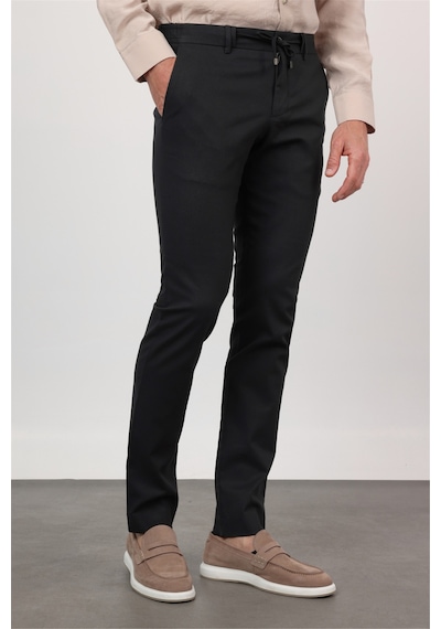 İmza Siyah Yan Cep Keten Slim Fit Keten Karışımlı Jogger Pantolon 1003260169