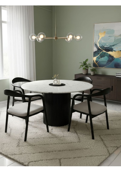 Breeze Mermer Desenli Ahşap Mutfak Masası 120x120 Siyah Breeze Mermer Desenli Ahşap Mutfak Masası 120x120 Siyah