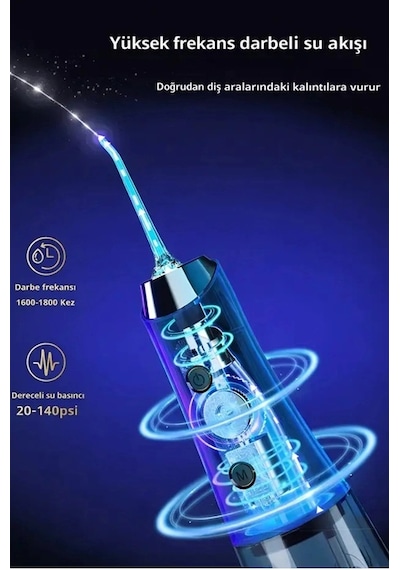 Şarjlı Ağız Duşu Diş Bakım Cihazı 4 Modlu Diş Arası Temizleyici 320ml 5 Başlıklı 1500 Mah Kablosuz