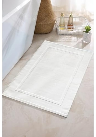 2'li Beyaz Ayak Havlusu - 50x70 Cm, 245 Gr,%100 Pamuk, Spa Ve Otel Banyo Paspası, Günlük Kullanıma Uygun Açık Gri