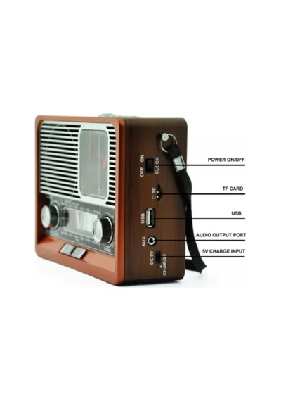 Bluetooth Hoparlör Şarjlı Müzik Çalar Usb Sd Kart Fm Fener Nostaljik Radyo