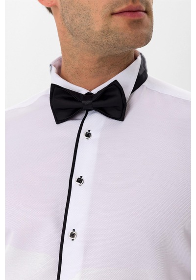 SÜVARİ Siyah Slim Fit Düz Ata Yaka Gömlek