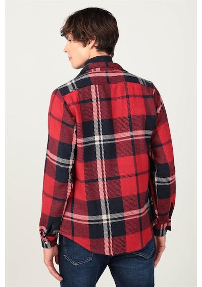 Tudors Slim Fit Oduncu Kışlık Çift Cepli Kapaklı Erkek Gömlek-26186 Çok Renkli