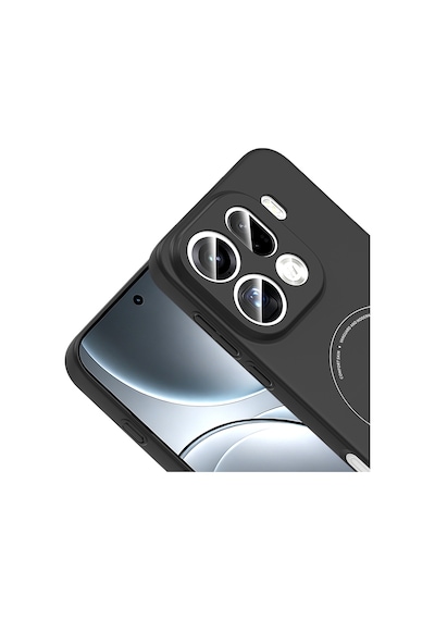 Find X9 Pro Kılıf M-safe Şarj Özellikli Kamera Korumalı Zore Elio Sert Pc Kapak - Siyah