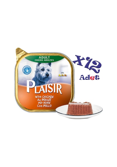 Plaisir Tavuklu Pate Konserve Yetişkin Köpek Maması 12 x 150 G