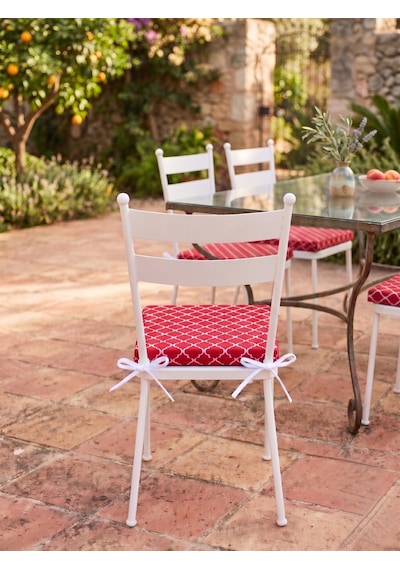 6 Adet 40x40 Cm Kırmızı Bağcıklı Sandalye Minderi Pamuk Polyester Kumaş Mutfak Ve Bahçe Minder